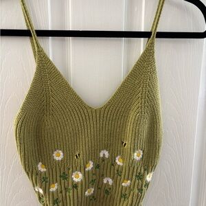 Cider Green Ribbed Crop Camisole
